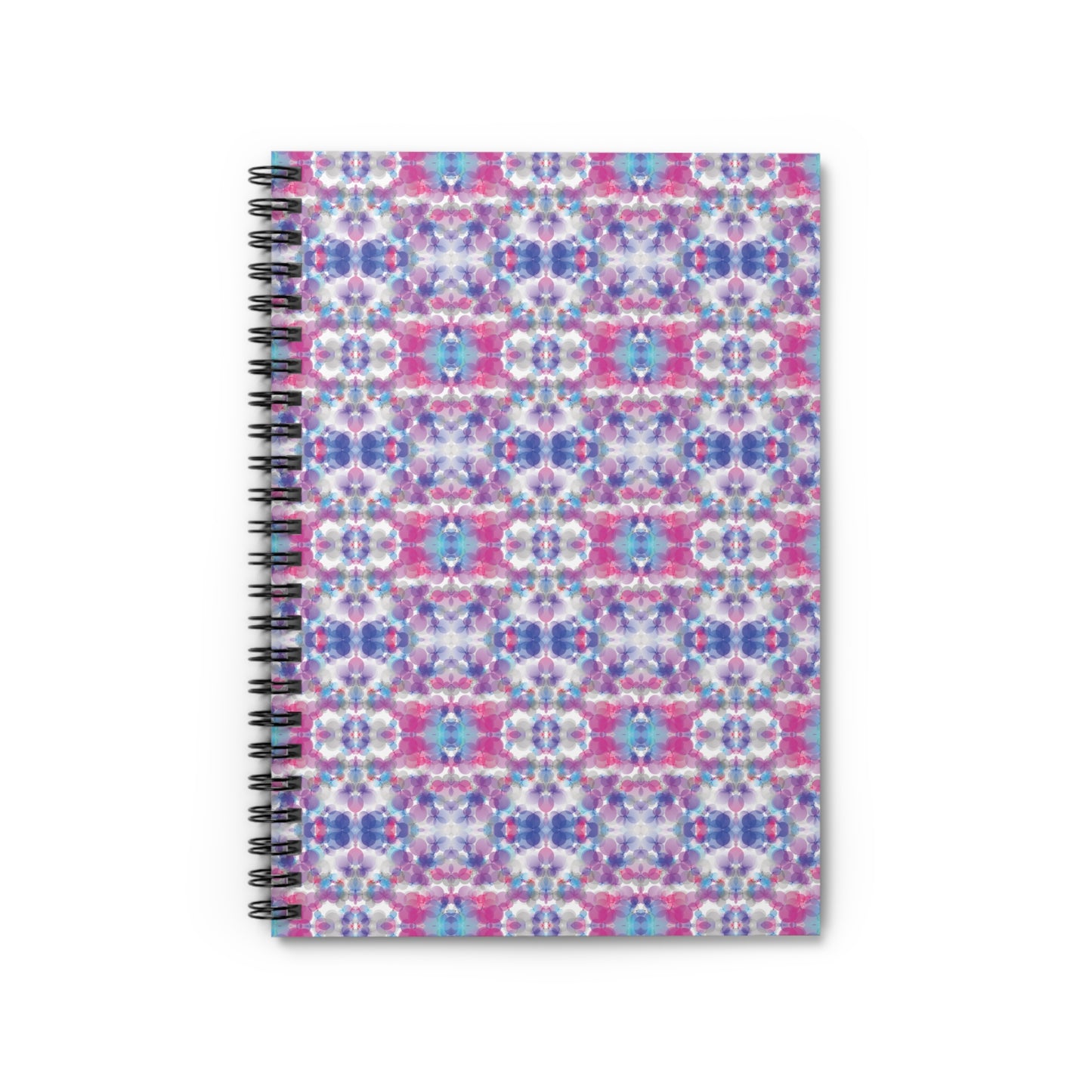 Spiral Notebook with Rule Lined Paper - pink, white, & blue (Pattern 2)