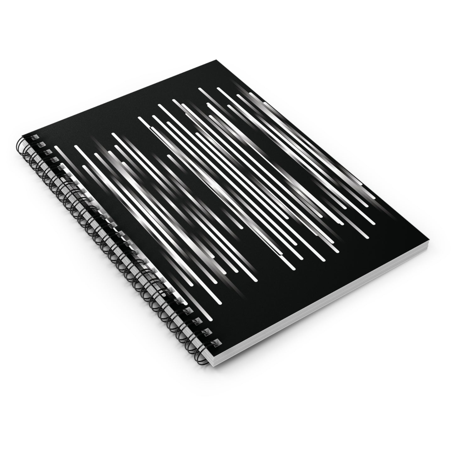 Spiral Notebook with Rule Lined Paper - black & white & shadow (Pattern 1)