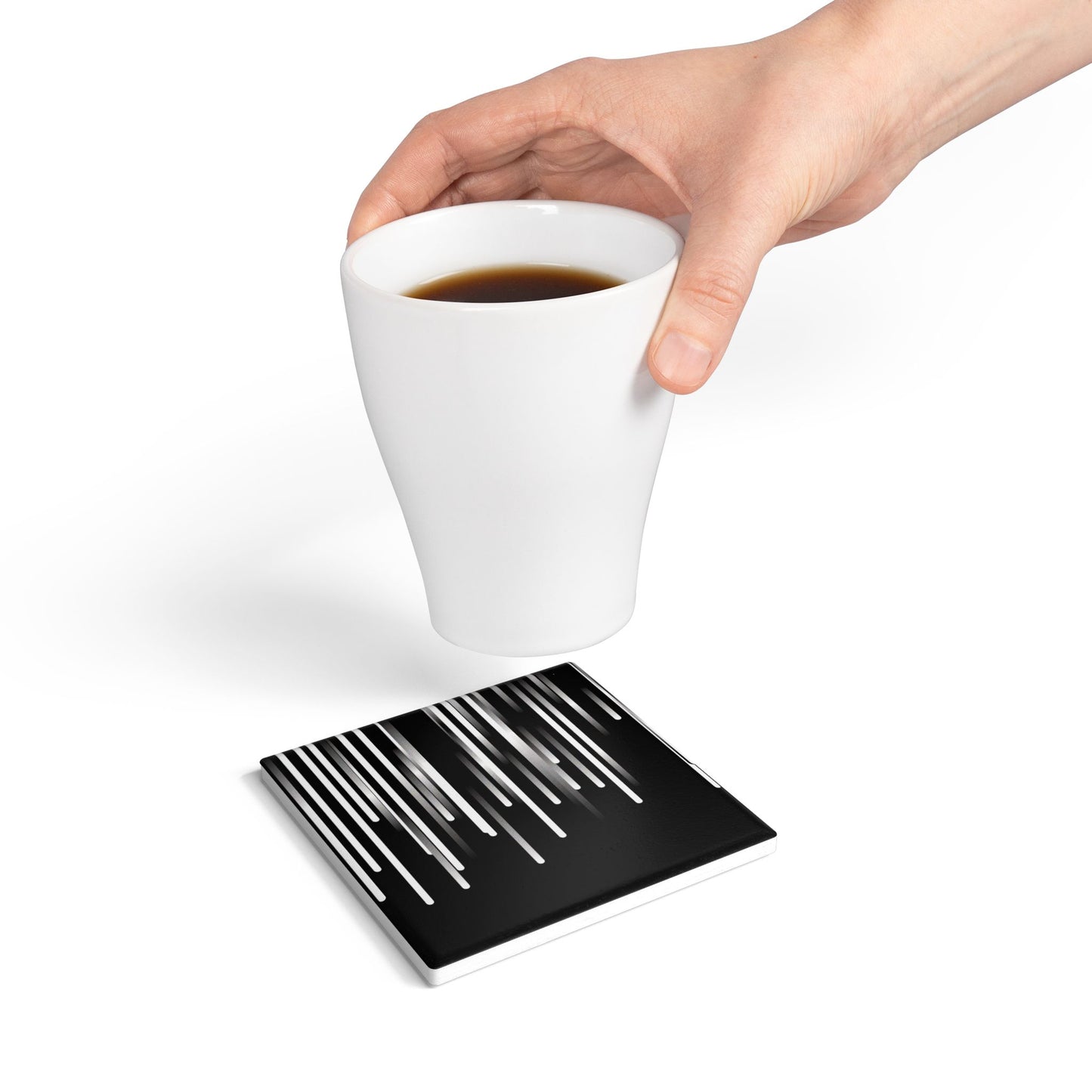 Ceramic Coaster - black & white & shadow