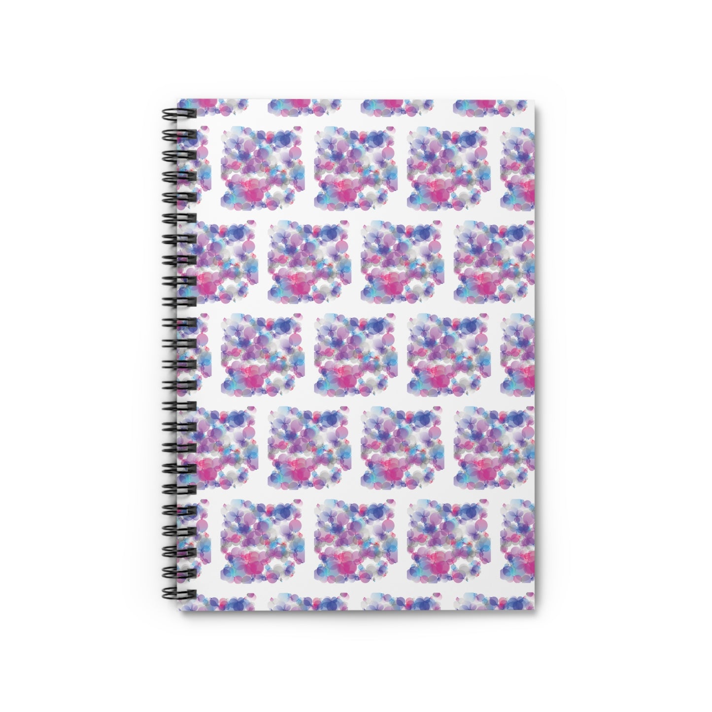 Spiral Notebook with Rule Lined Paper - pink, white, & blue (Pattern 1)