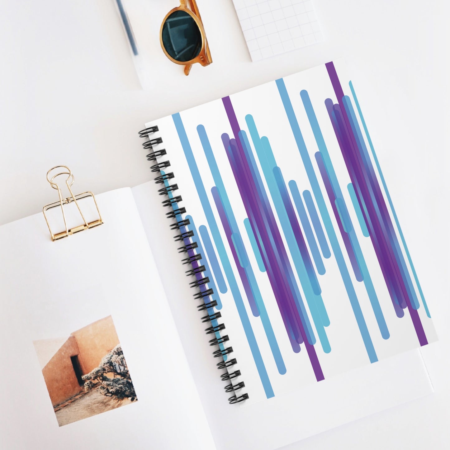 Spiral Notebook with Rule Lined Paper - cloudy purple daze (Pattern 1)