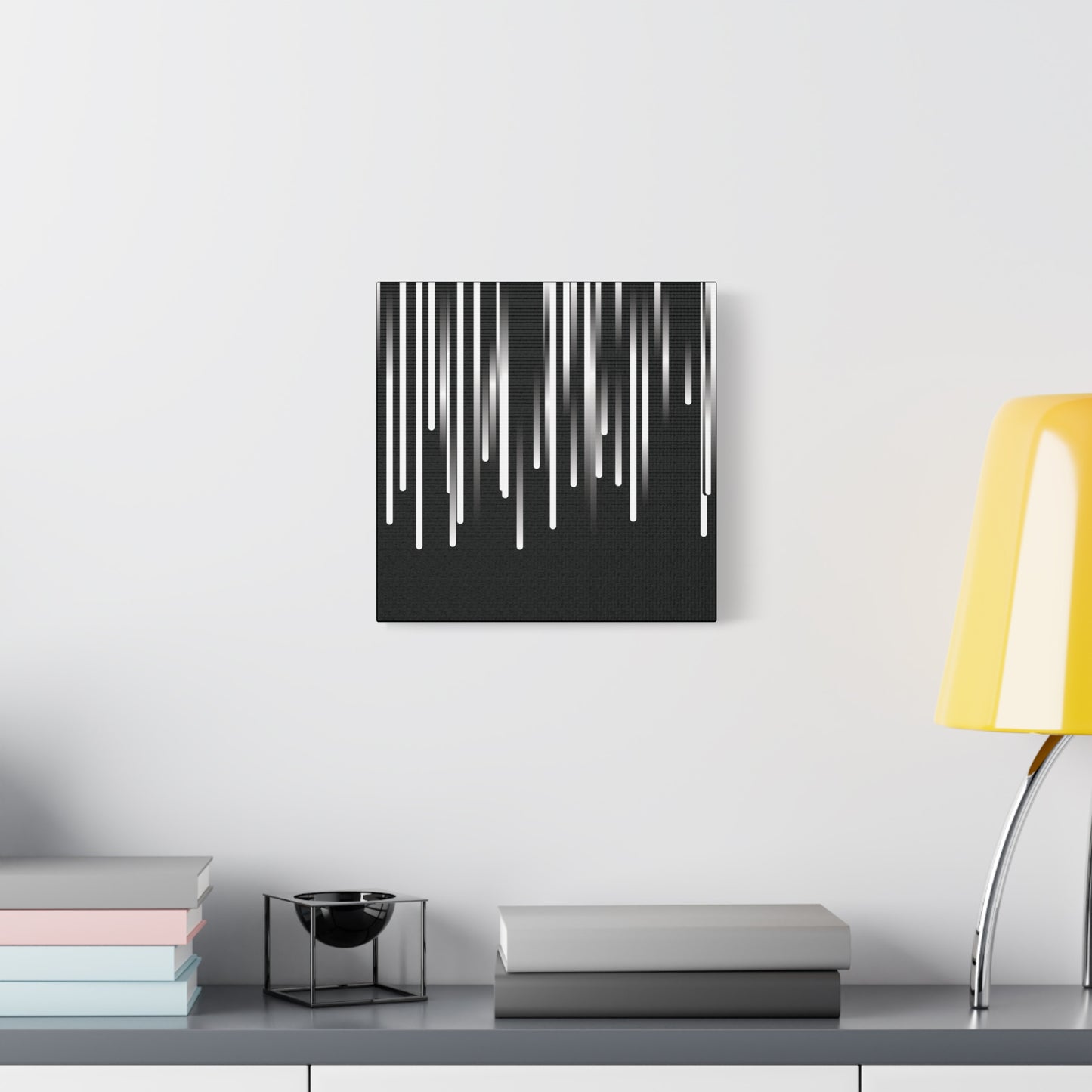 Abstract Art Matte Stretched Canvas Wall Decor - Black and White Geometric Design - Code Art Made with TypeScript