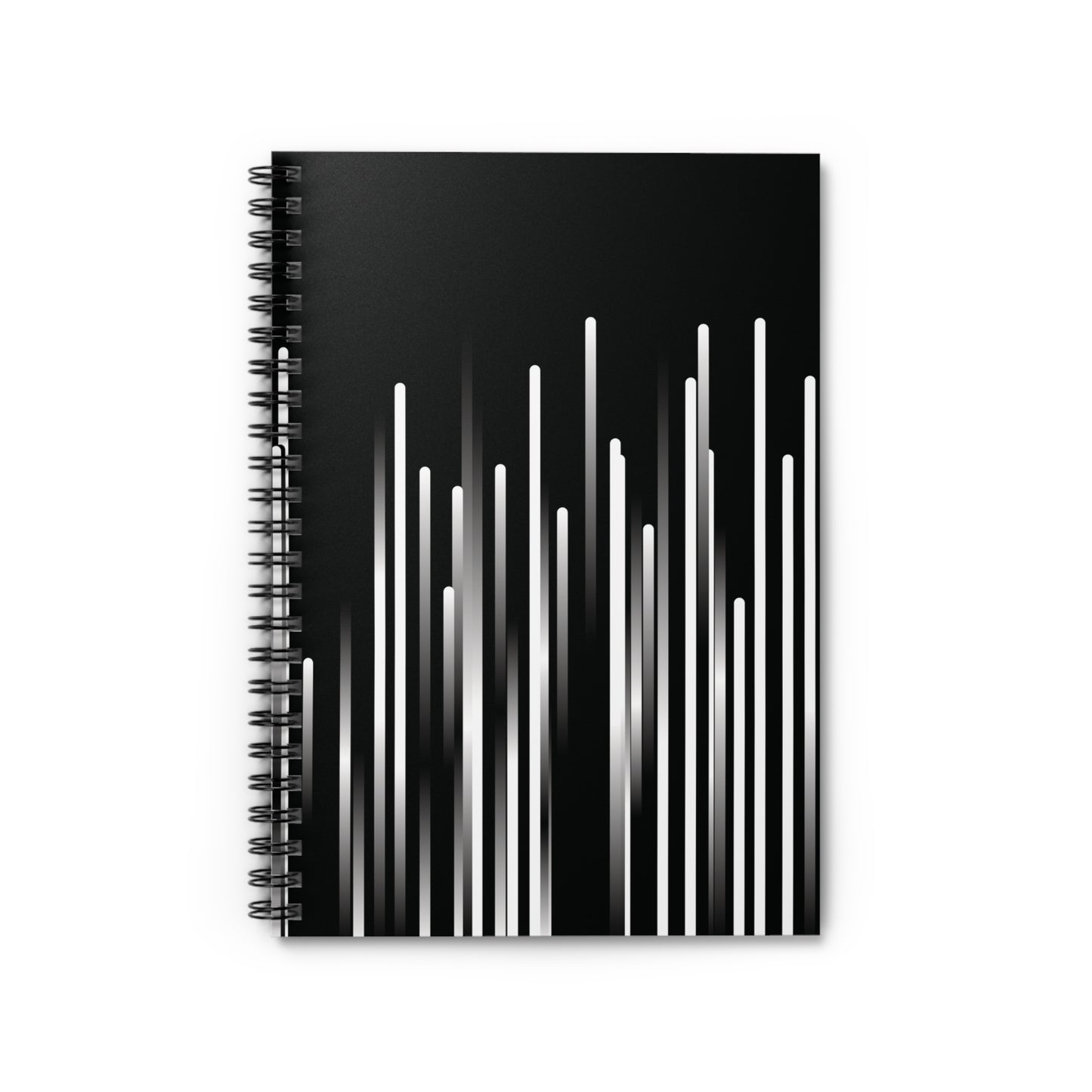 Spiral Notebook with Rule Lined Paper - black & white & shadow (Inverted)