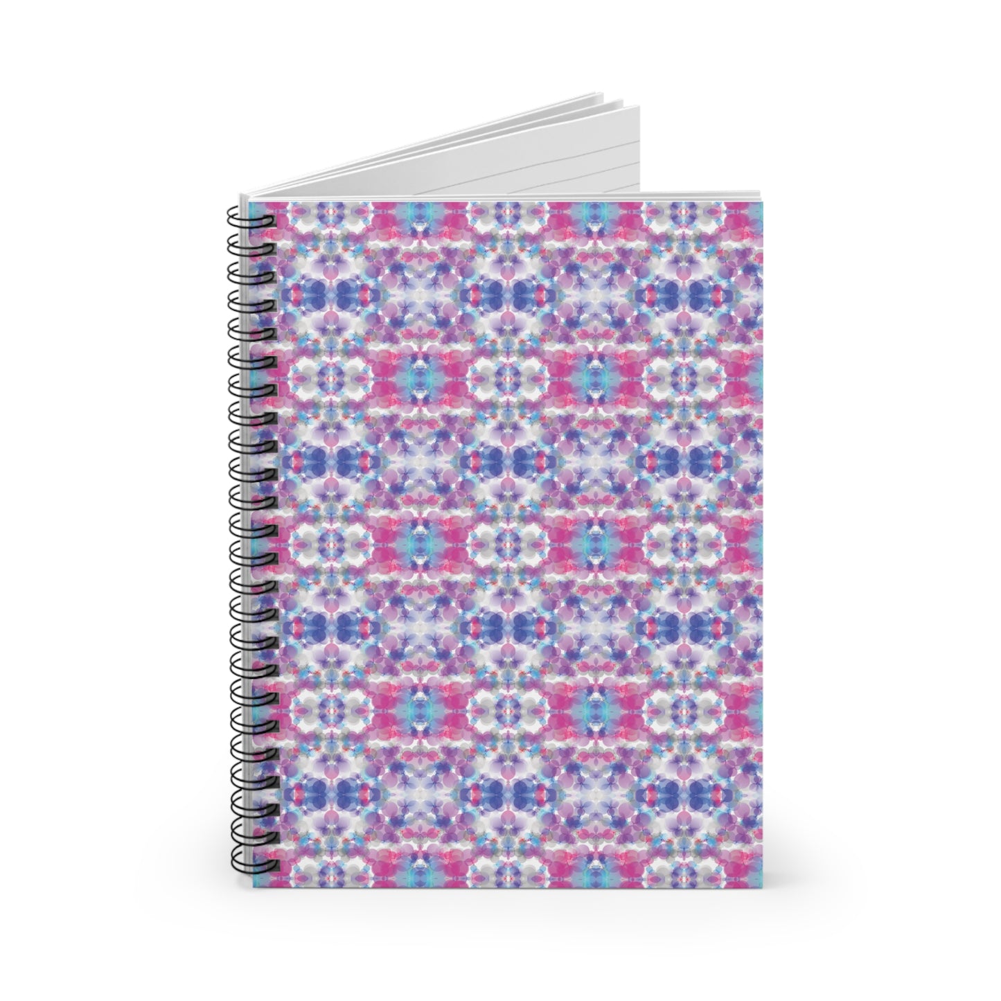 Spiral Notebook with Rule Lined Paper - pink, white, & blue (Pattern 2)
