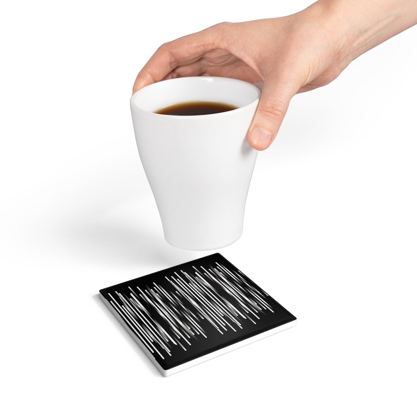 Ceramic Coaster - black & white & shadow - Pattern 1
