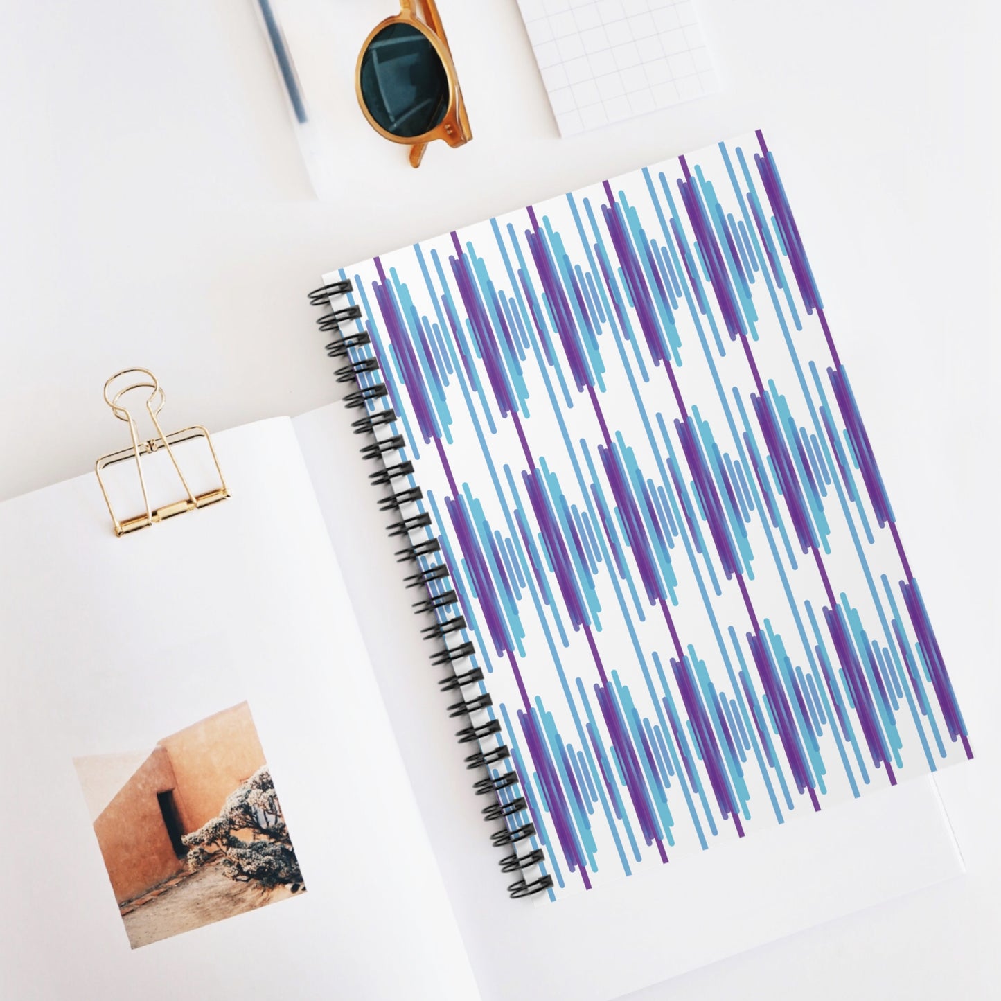 Spiral Notebook with Rule Lined Paper - cloudy purple daze (Pattern 2)