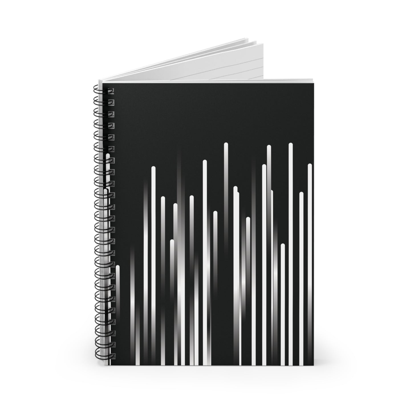 Spiral Notebook with Rule Lined Paper - black & white & shadow (Inverted)