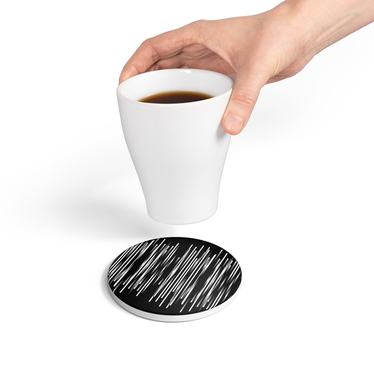 Ceramic Coaster - black & white & shadow - Pattern 1