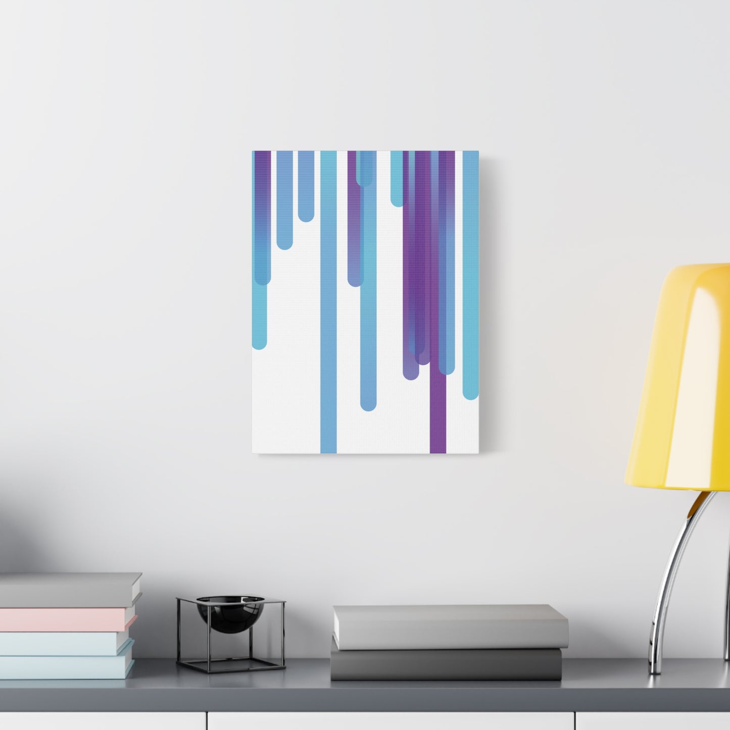 Abstract Art Matte Stretched Canvas Wall Decor - Blue and Purple Geometric Design - Code Art Made with TypeScript