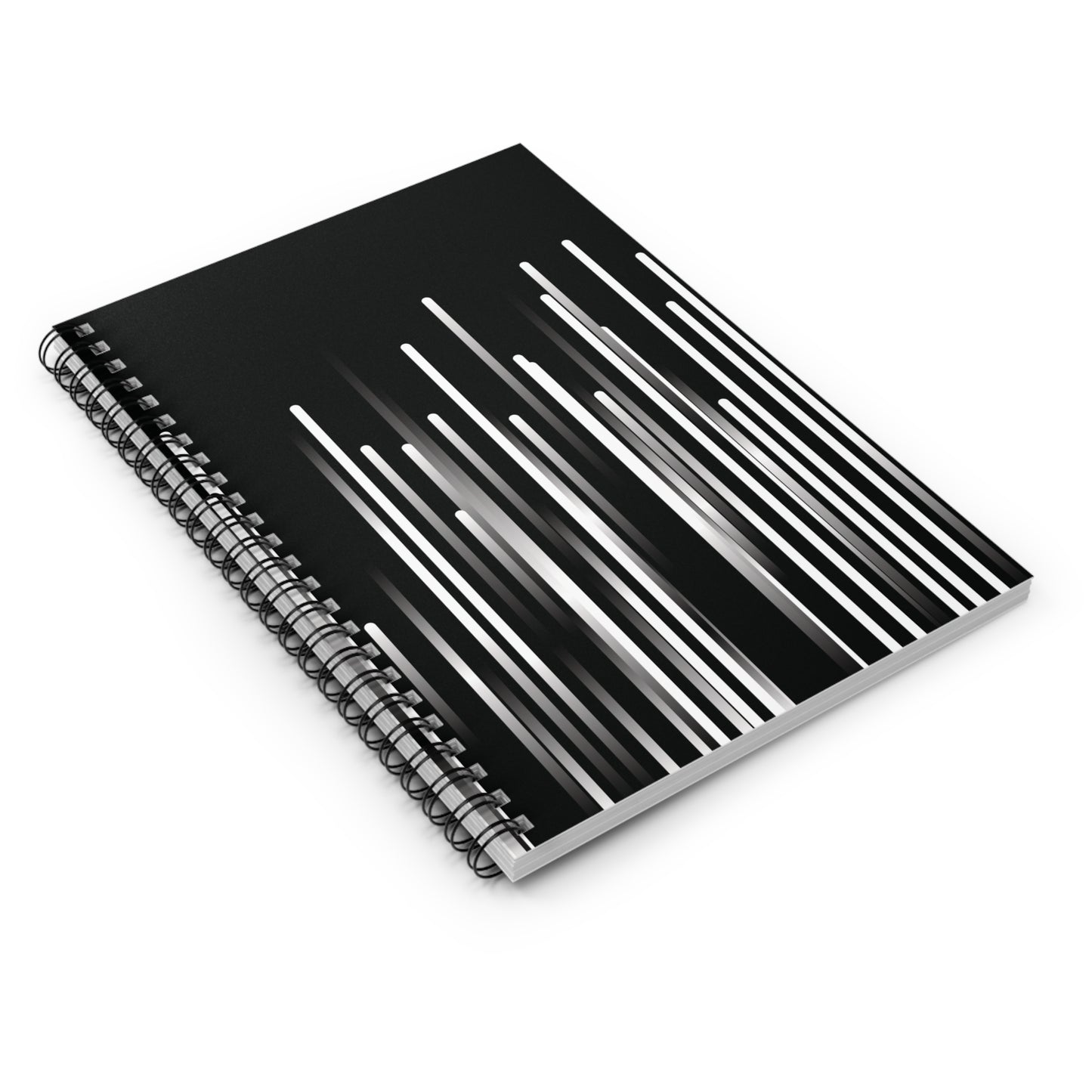 Spiral Notebook with Rule Lined Paper - black & white & shadow (Inverted)