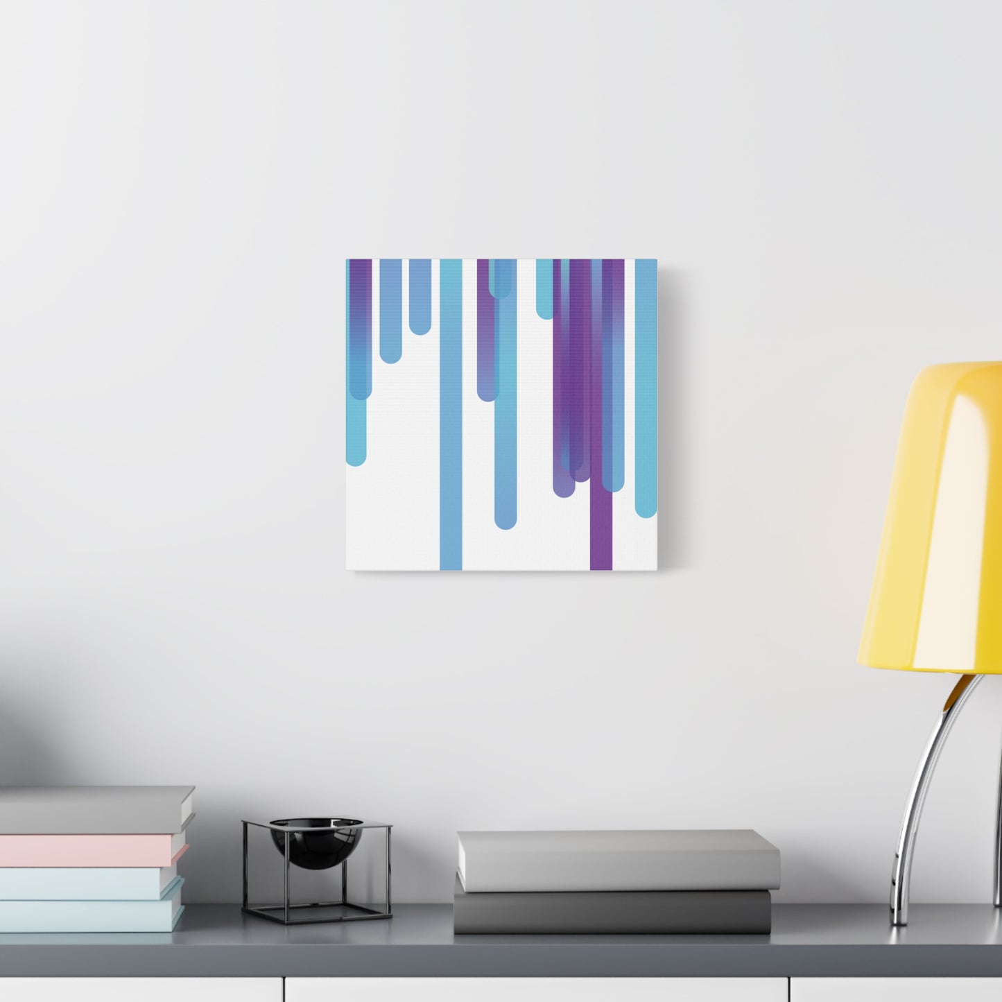 Abstract Art Matte Stretched Canvas Wall Decor - Blue and Purple Geometric Design - Code Art Made with TypeScript