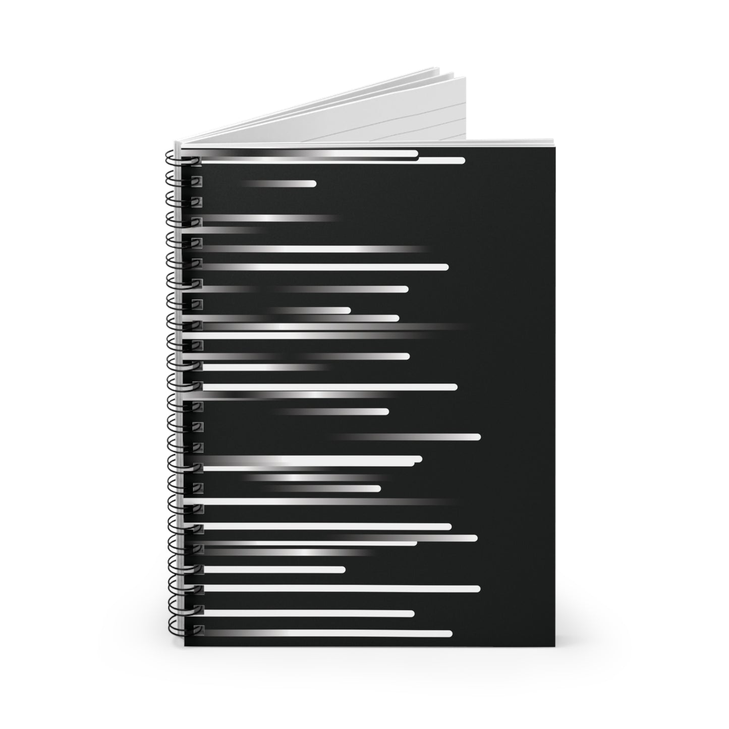 Spiral Notebook with Rule Lined Paper - black & white & shadow - Rotated Left