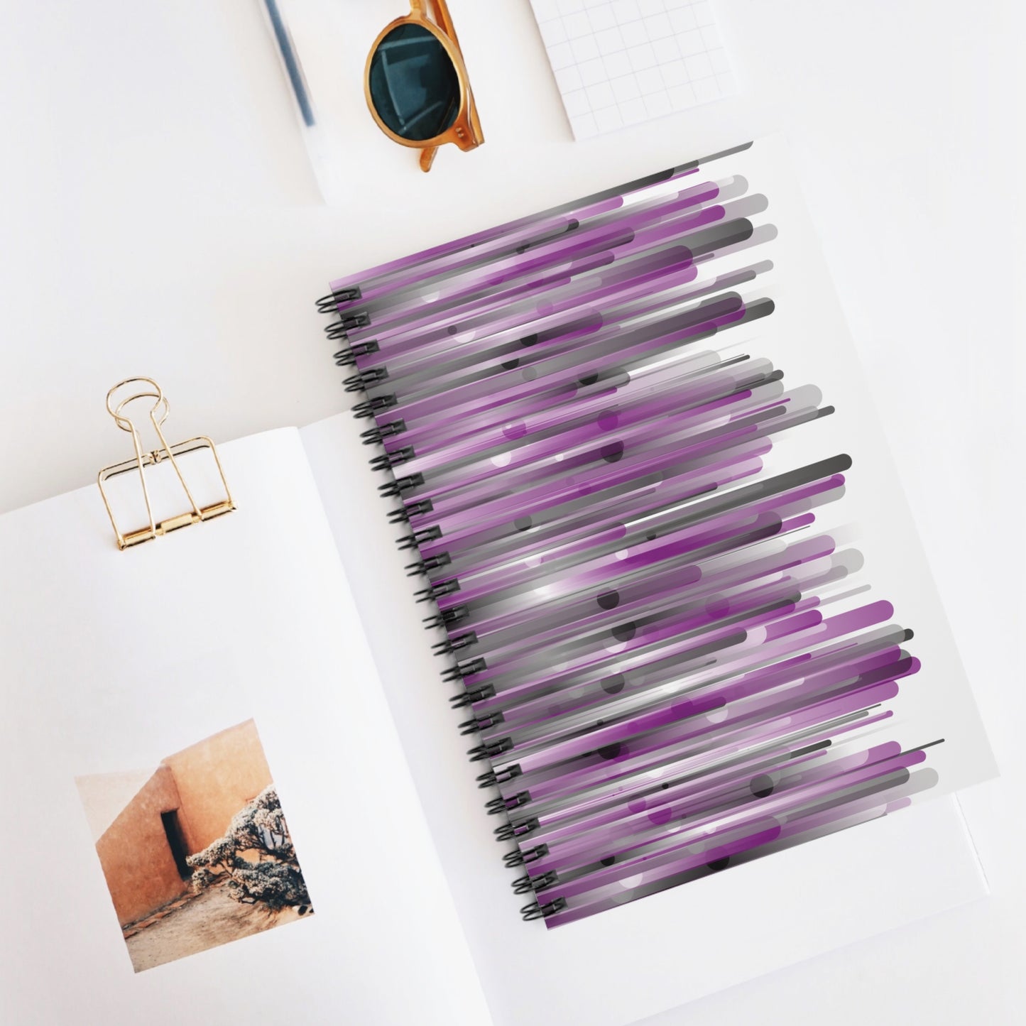 Spiral Notebook with Rule Lined Paper - city skyline - Rotated Left