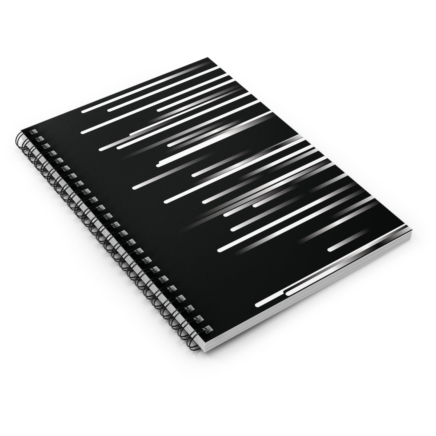 Spiral Notebook with Rule Lined Paper - black & white & shadow - Rotated Right