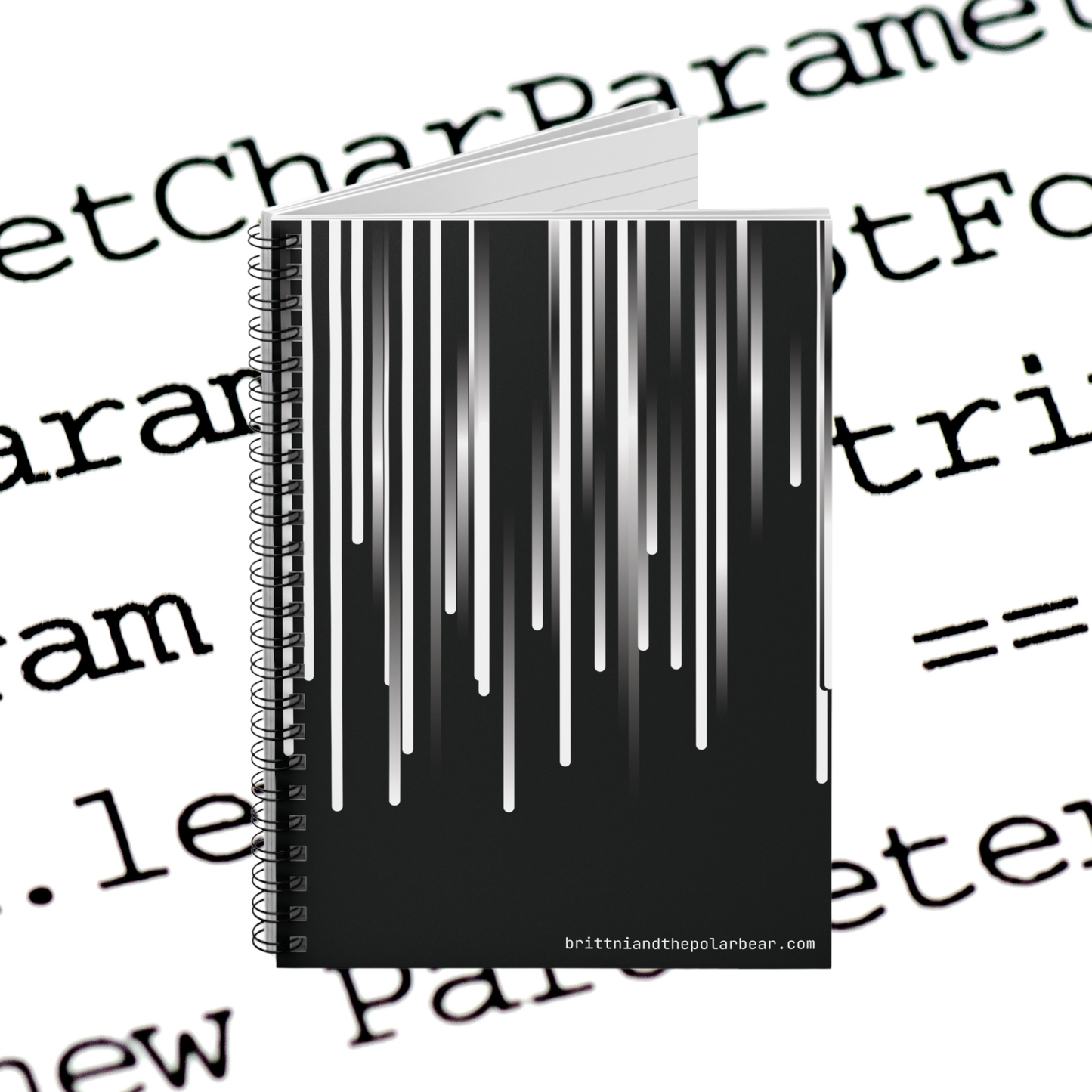 Spiral Notebook with Rule Lined Paper - black & white & shadow