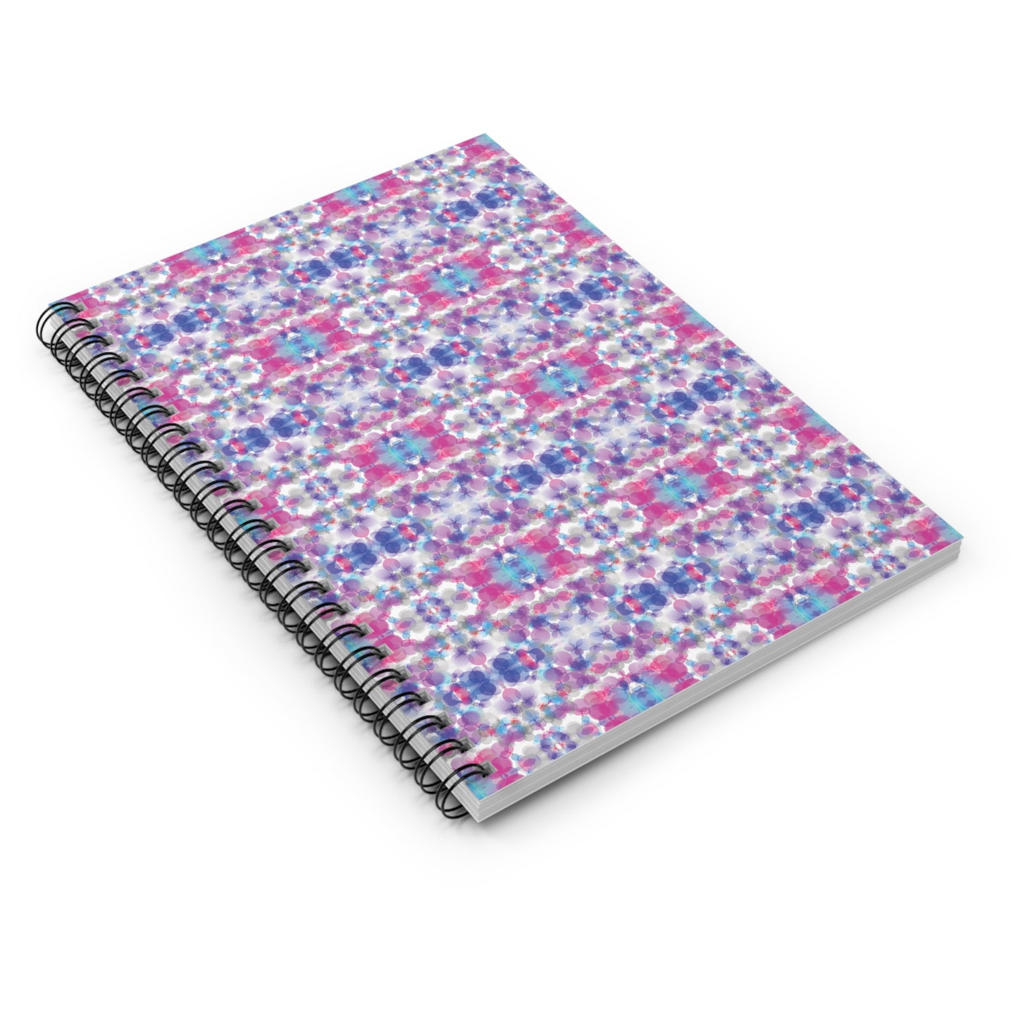Spiral Notebook with Rule Lined Paper - pink, white, & blue (Pattern 2)