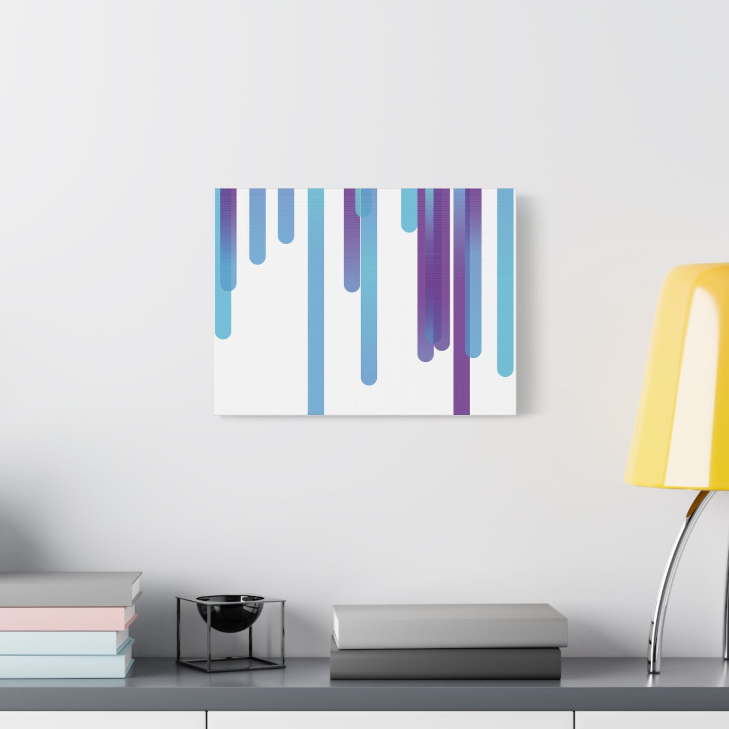 Abstract Art Matte Stretched Canvas Wall Decor - Blue and Purple Geometric Design - Code Art Made with TypeScript