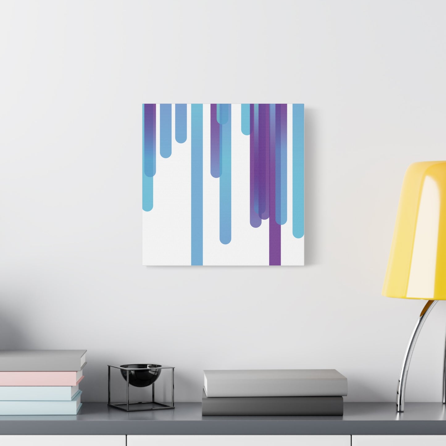 Abstract Art Matte Stretched Canvas Wall Decor - Blue and Purple Geometric Design - Code Art Made with TypeScript