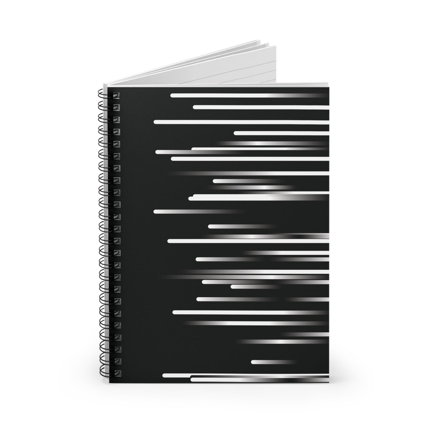 Spiral Notebook with Rule Lined Paper - black & white & shadow - Rotated Right