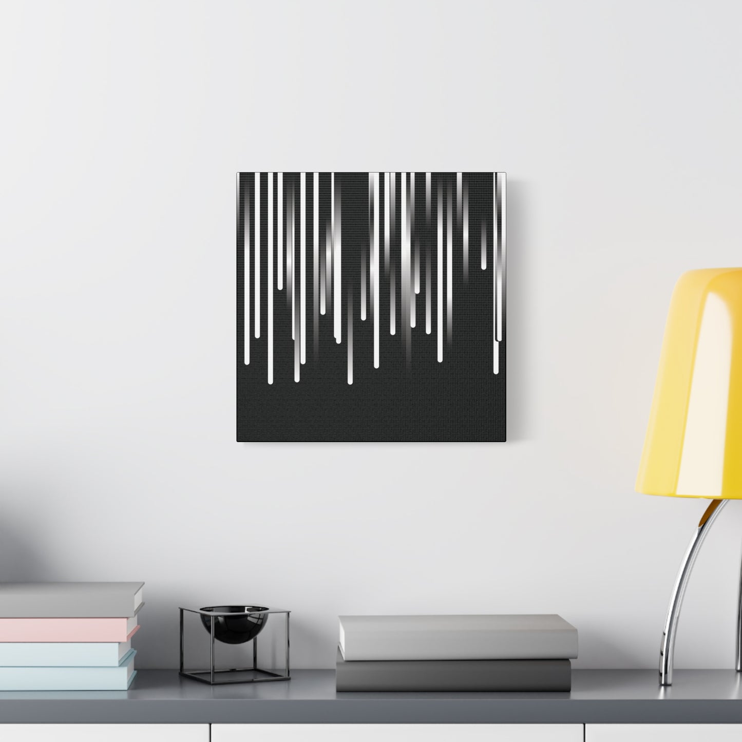 Abstract Art Matte Stretched Canvas Wall Decor - Black and White Geometric Design - Code Art Made with TypeScript