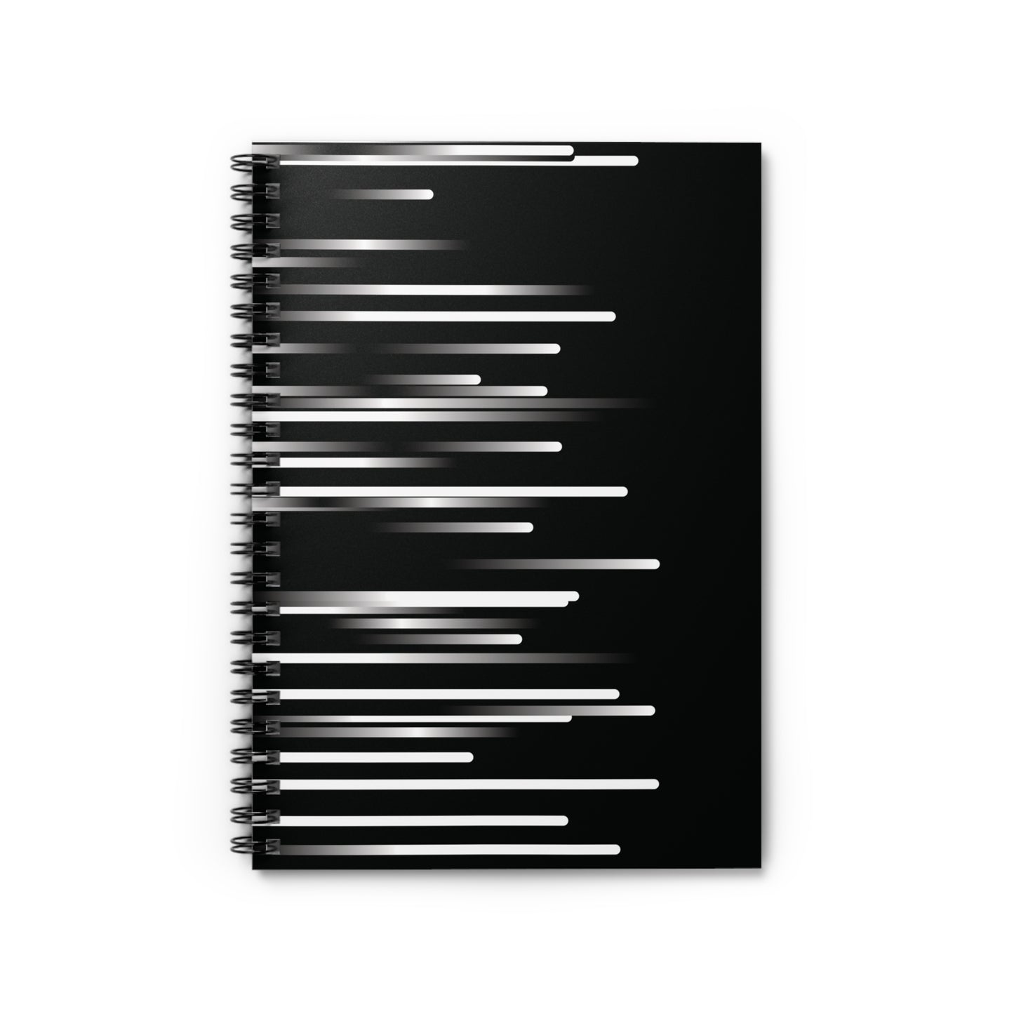 Spiral Notebook with Rule Lined Paper - black & white & shadow - Rotated Left
