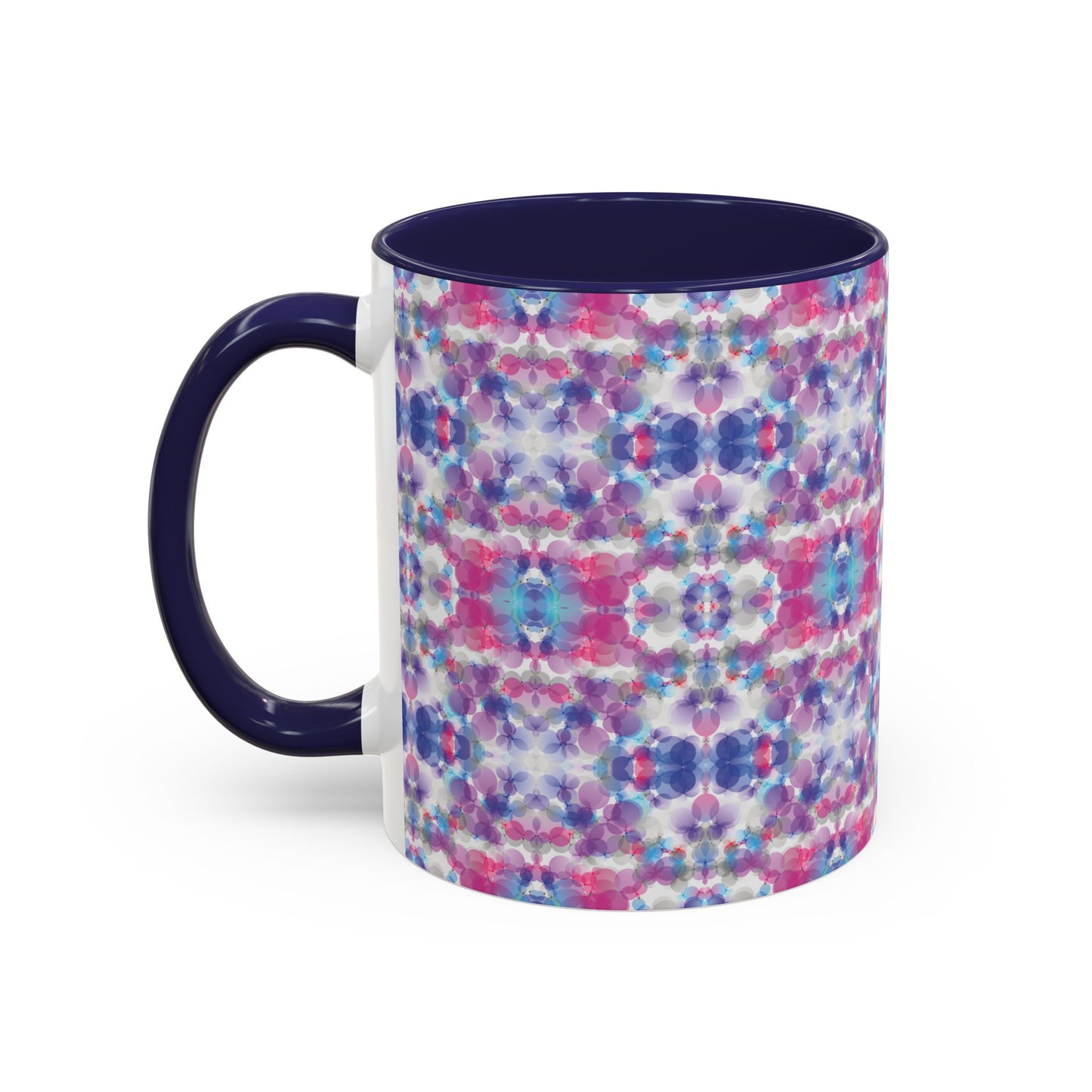Accent Mug - 11oz - pink, white, & blue (Pattern 2)