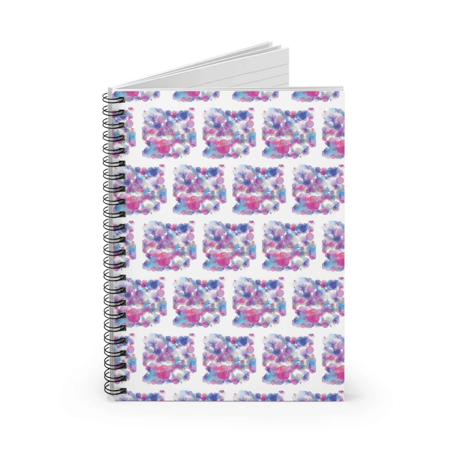Spiral Notebook with Rule Lined Paper - pink, white, & blue (Pattern 1)