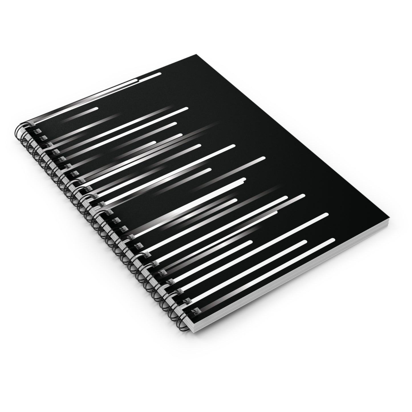 Spiral Notebook with Rule Lined Paper - black & white & shadow - Rotated Left