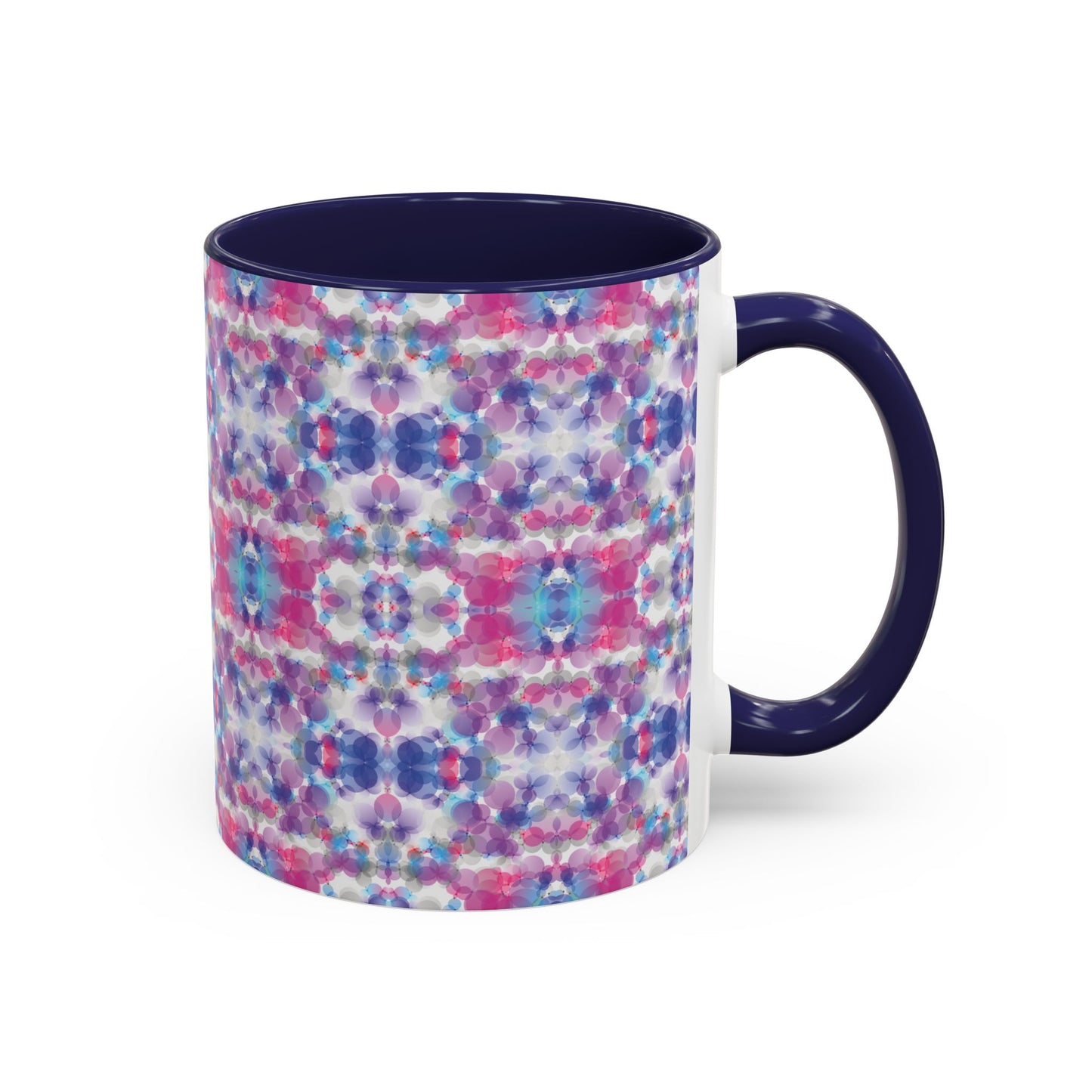 Accent Mug - 11oz - pink, white, & blue (Pattern 2)