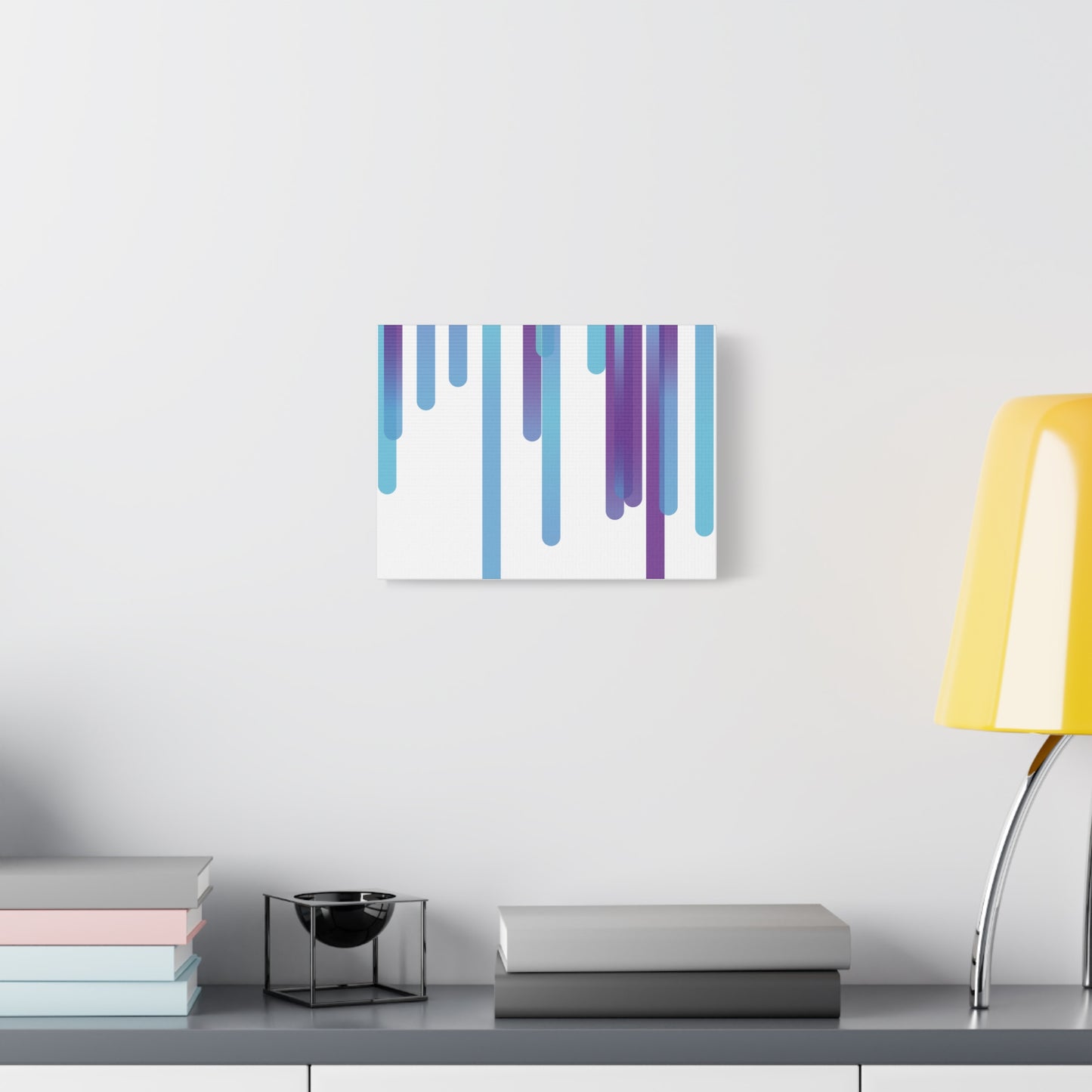 Abstract Art Matte Stretched Canvas Wall Decor - Blue and Purple Geometric Design - Code Art Made with TypeScript