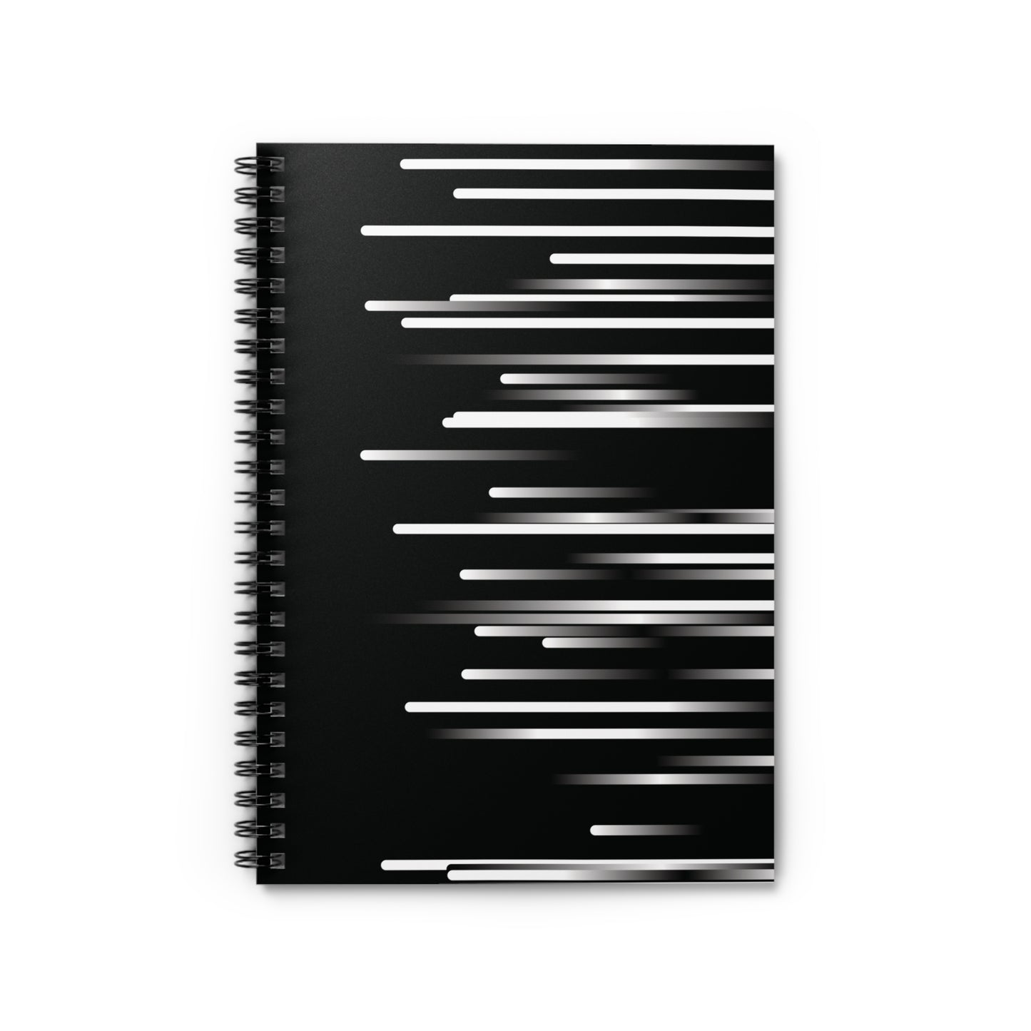 Spiral Notebook with Rule Lined Paper - black & white & shadow - Rotated Right