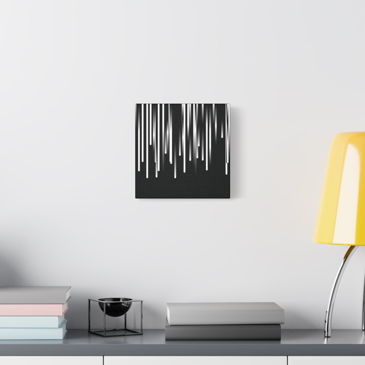 Abstract Art Matte Stretched Canvas Wall Decor - Black and White Geometric Design - Code Art Made with TypeScript