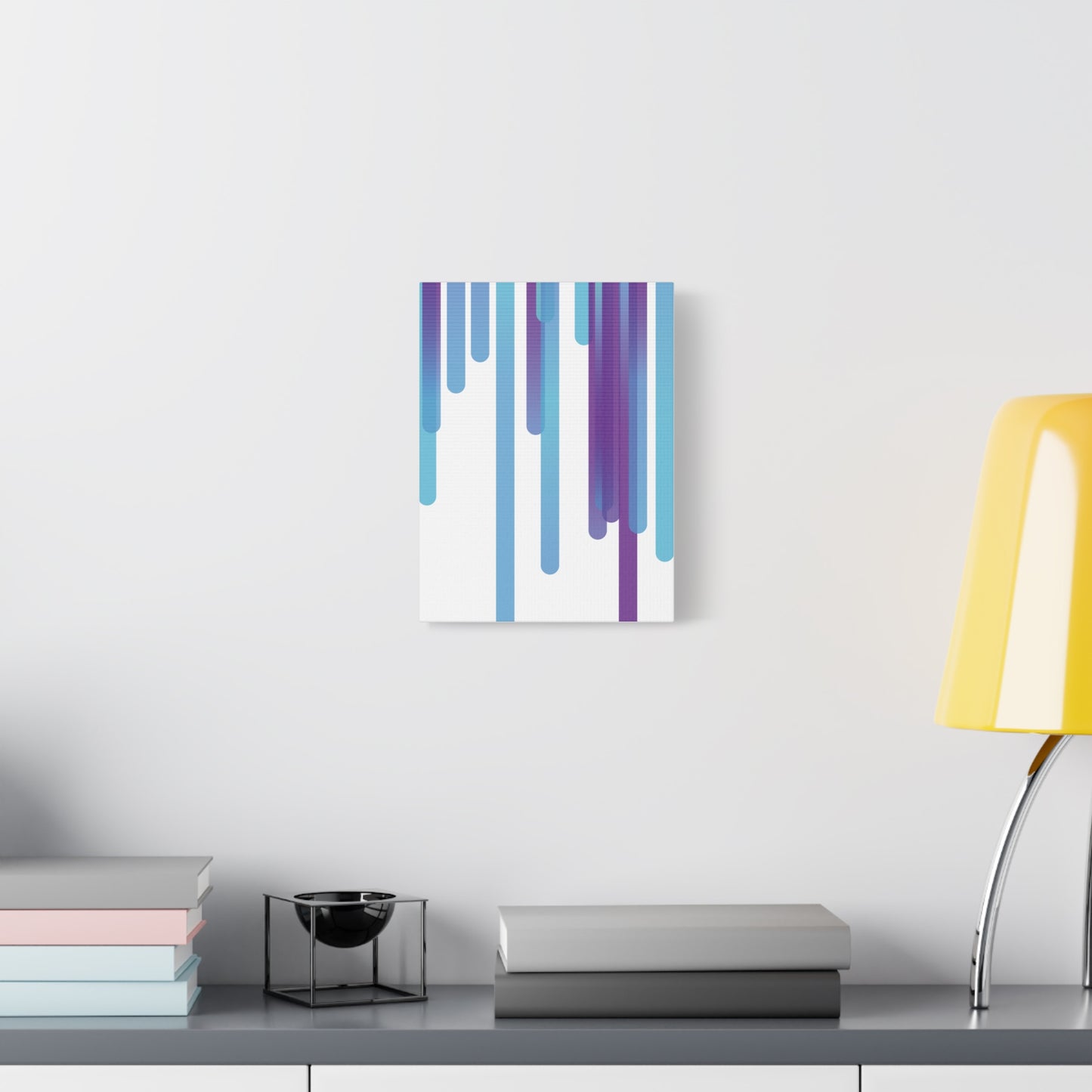 Abstract Art Matte Stretched Canvas Wall Decor - Blue and Purple Geometric Design - Code Art Made with TypeScript