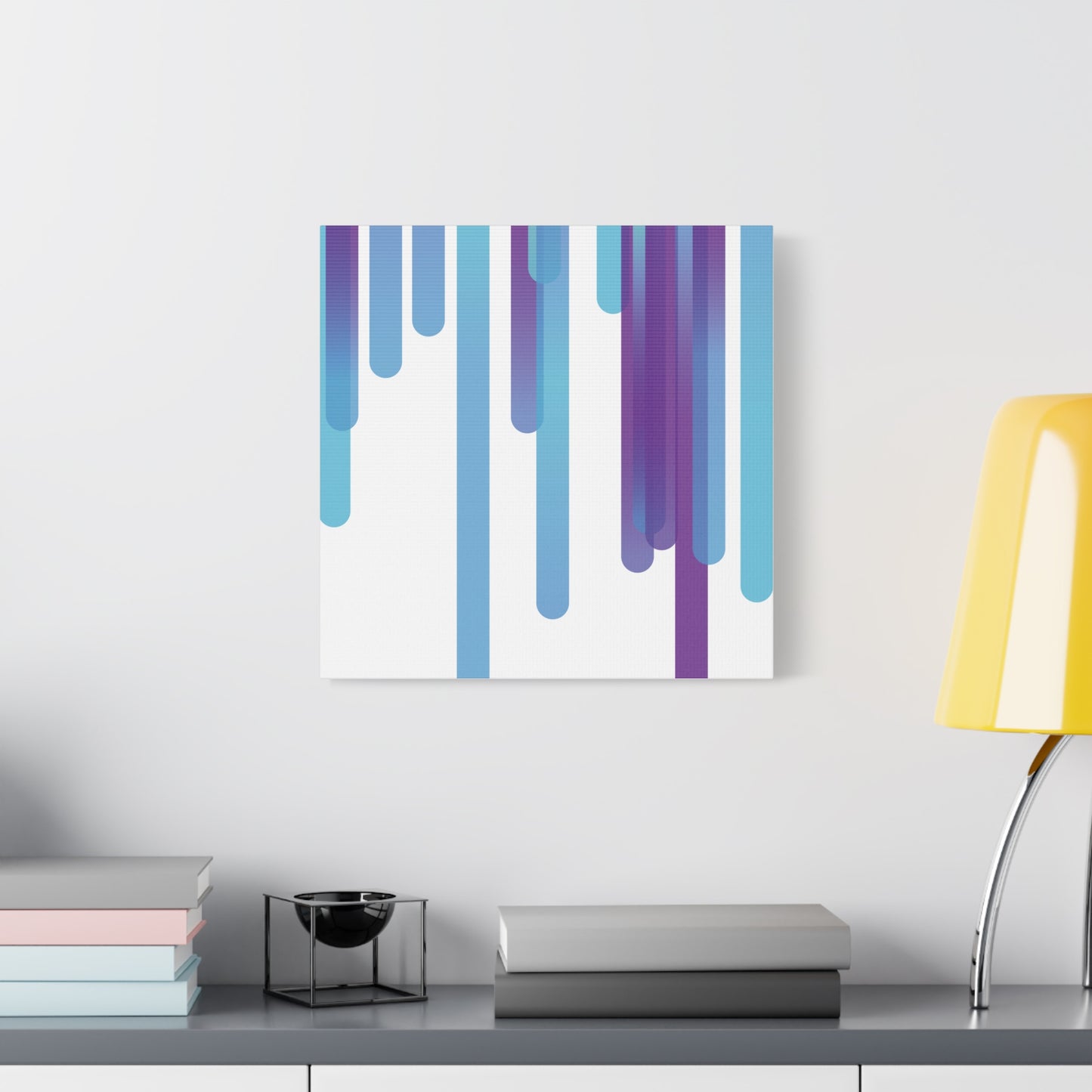 Abstract Art Matte Stretched Canvas Wall Decor - Blue and Purple Geometric Design - Code Art Made with TypeScript