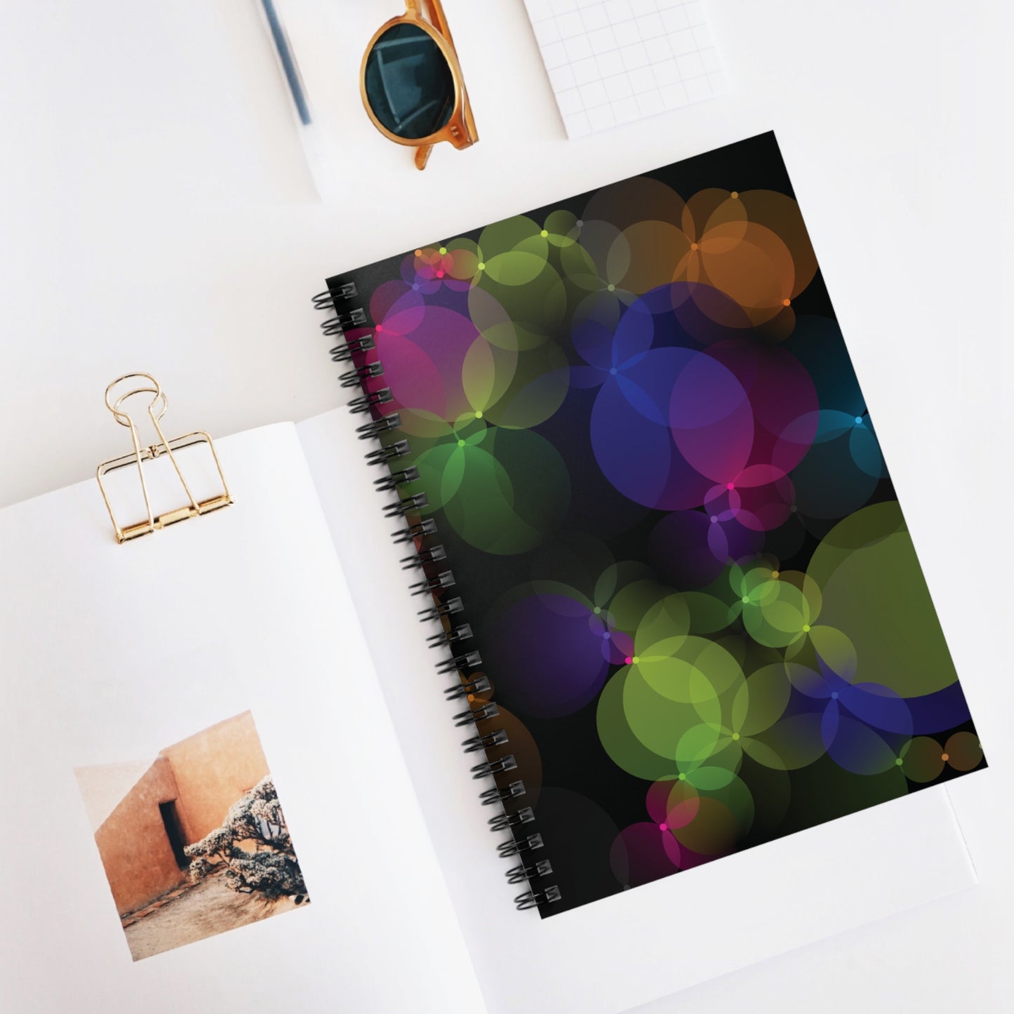 Spiral Notebook with Rule Lined Paper - tech bubbles