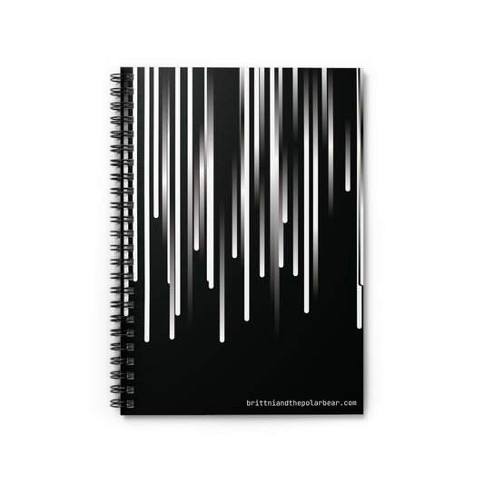 Spiral Notebook with Rule Lined Paper - black & white & shadow